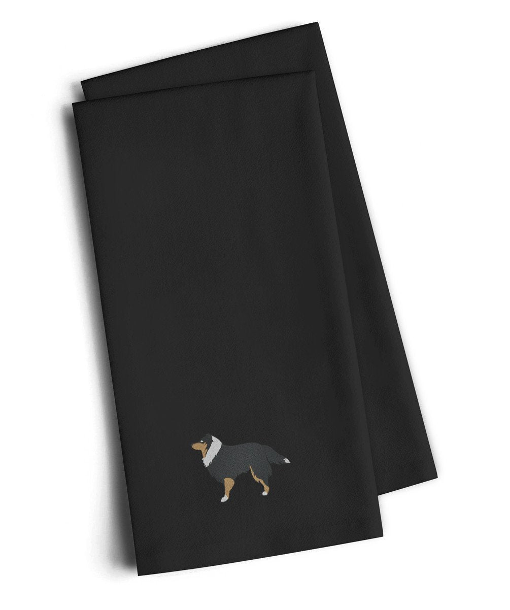 Sheltie/Shetland Sheepdog Black Embroidered Kitchen Towel Set of 2 BB3430BKTWE by Caroline's Treasures