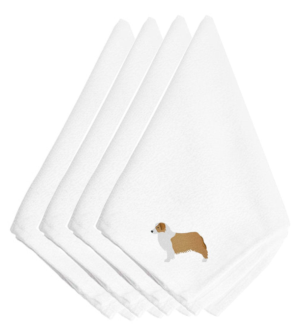 Australian Shepherd Dog Embroidered Napkins Set of 4 BB3433NPKE by Caroline&#39;s Treasures