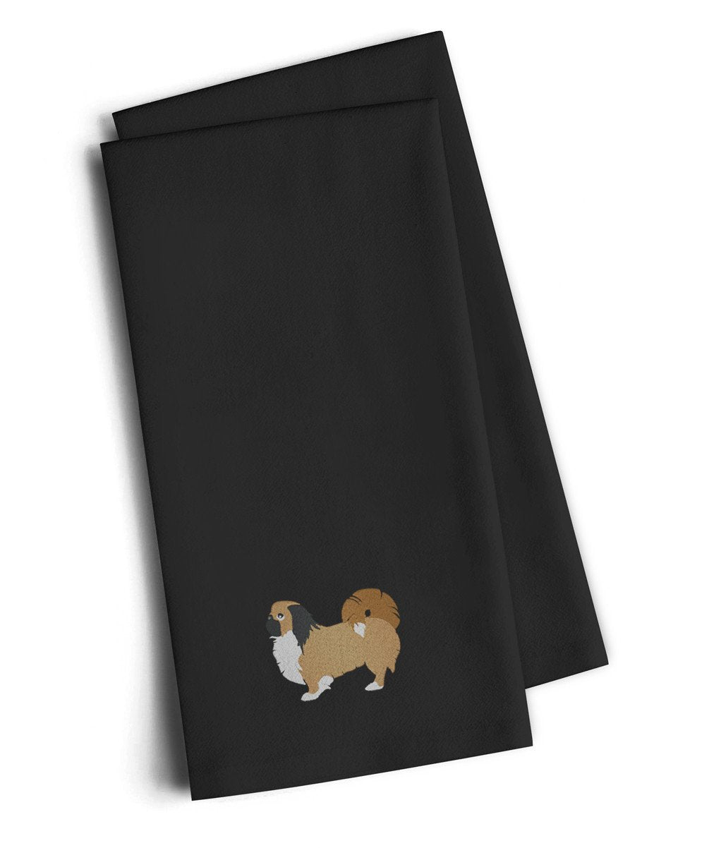 Pekingese Black Embroidered Kitchen Towel Set of 2 BB3438BKTWE by Caroline&#39;s Treasures