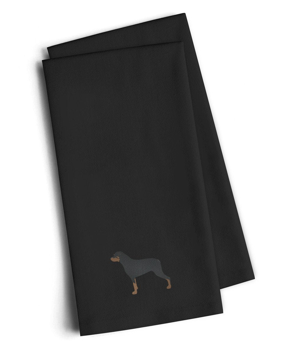Rottweiler Black Embroidered Kitchen Towel Set of 2 BB3466BKTWE by Caroline&#39;s Treasures