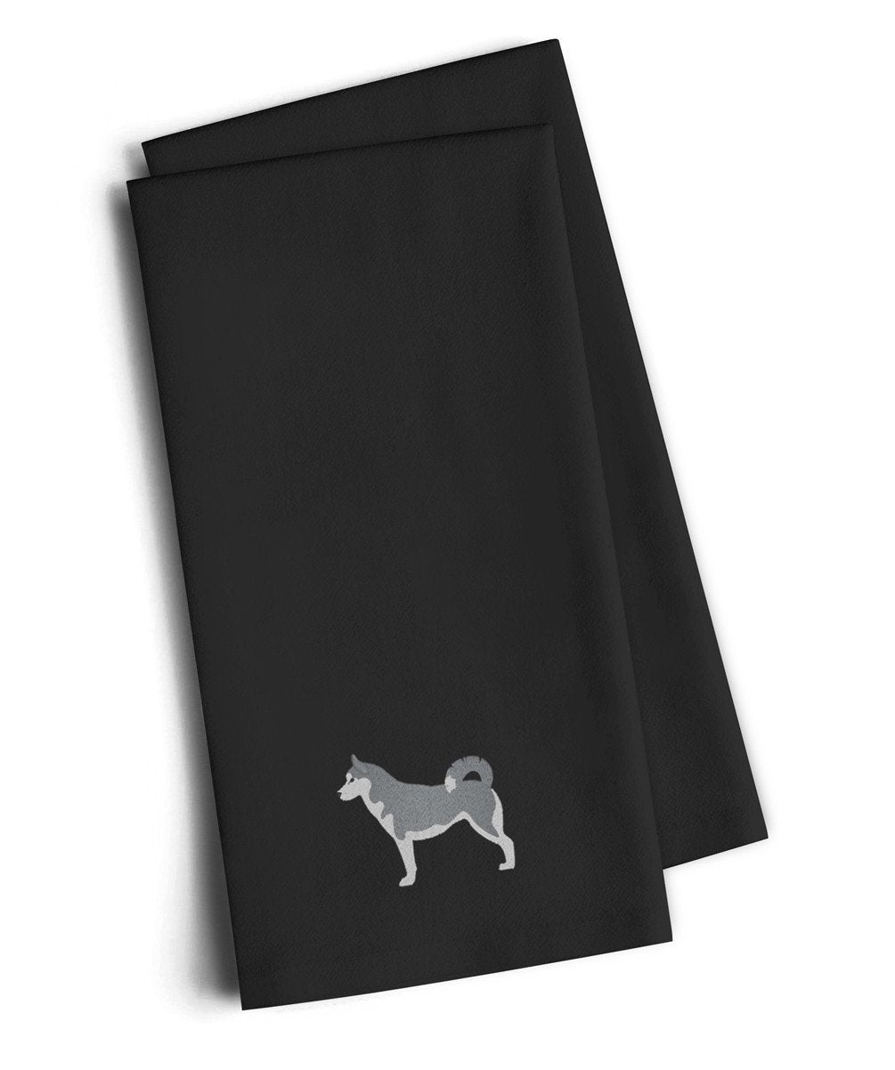 Siberian Husky Black Embroidered Kitchen Towel Set of 2 BB3480BKTWE by Caroline&#39;s Treasures