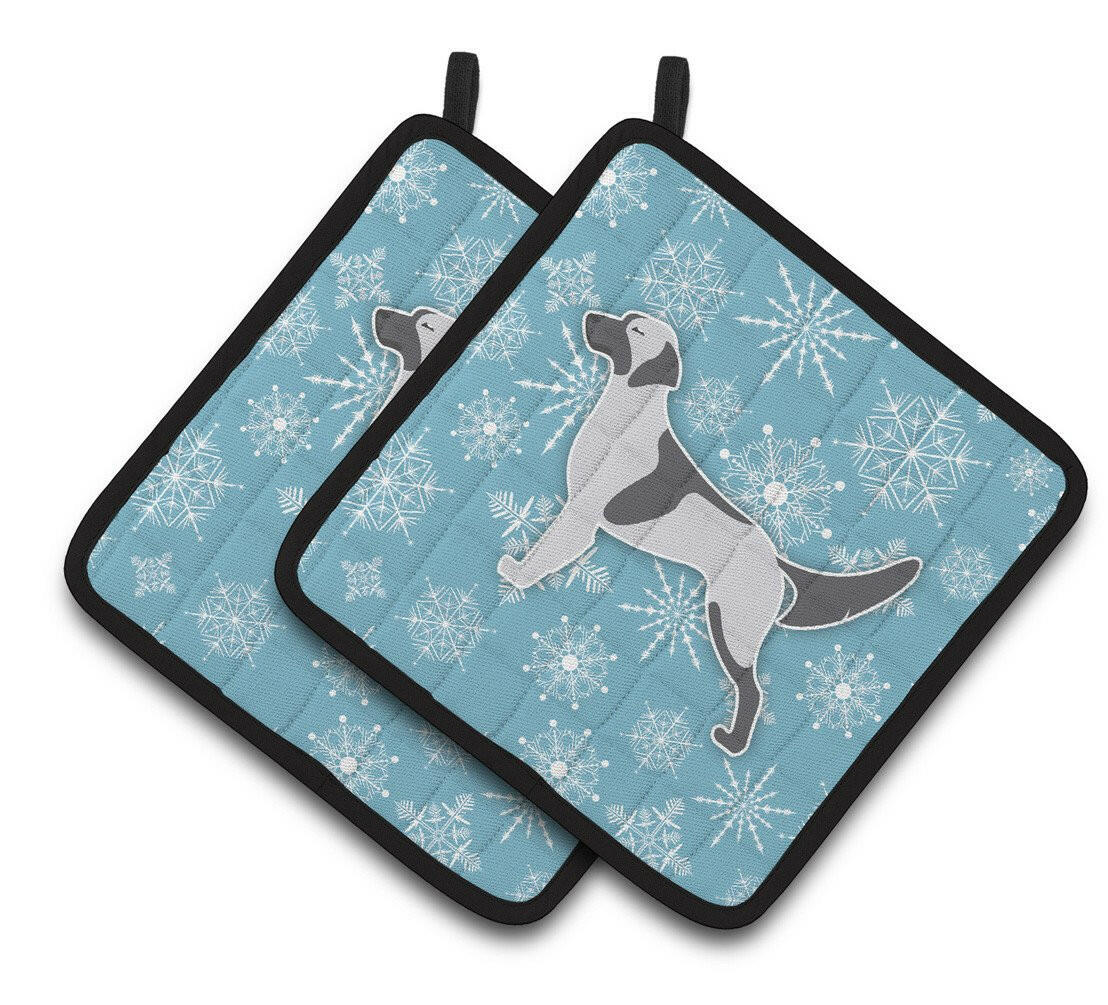 Winter Snowflake English Setter Pair of Pot Holders BB3481PTHD by Caroline's Treasures