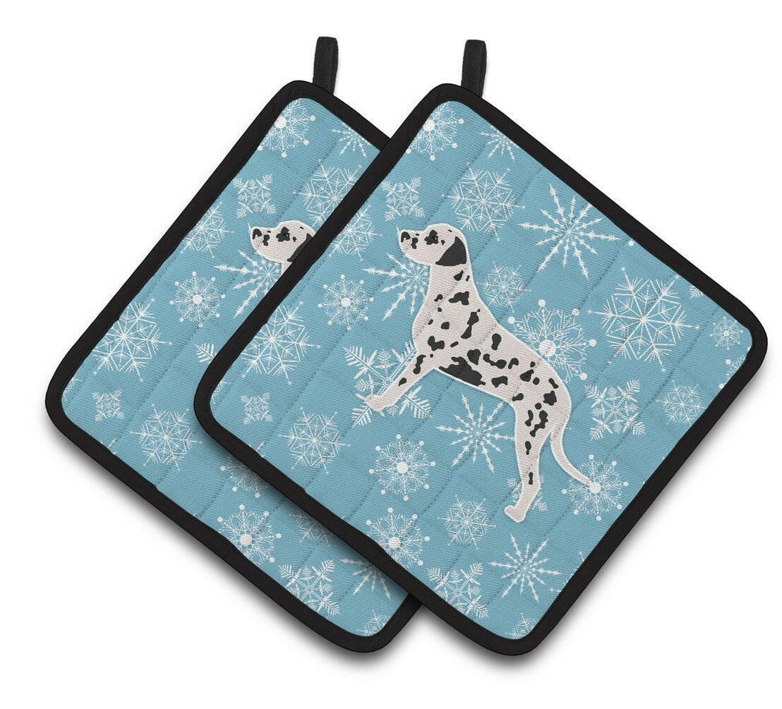 Winter Snowflake Dalmatian Pair of Pot Holders BB3483PTHD by Caroline's Treasures