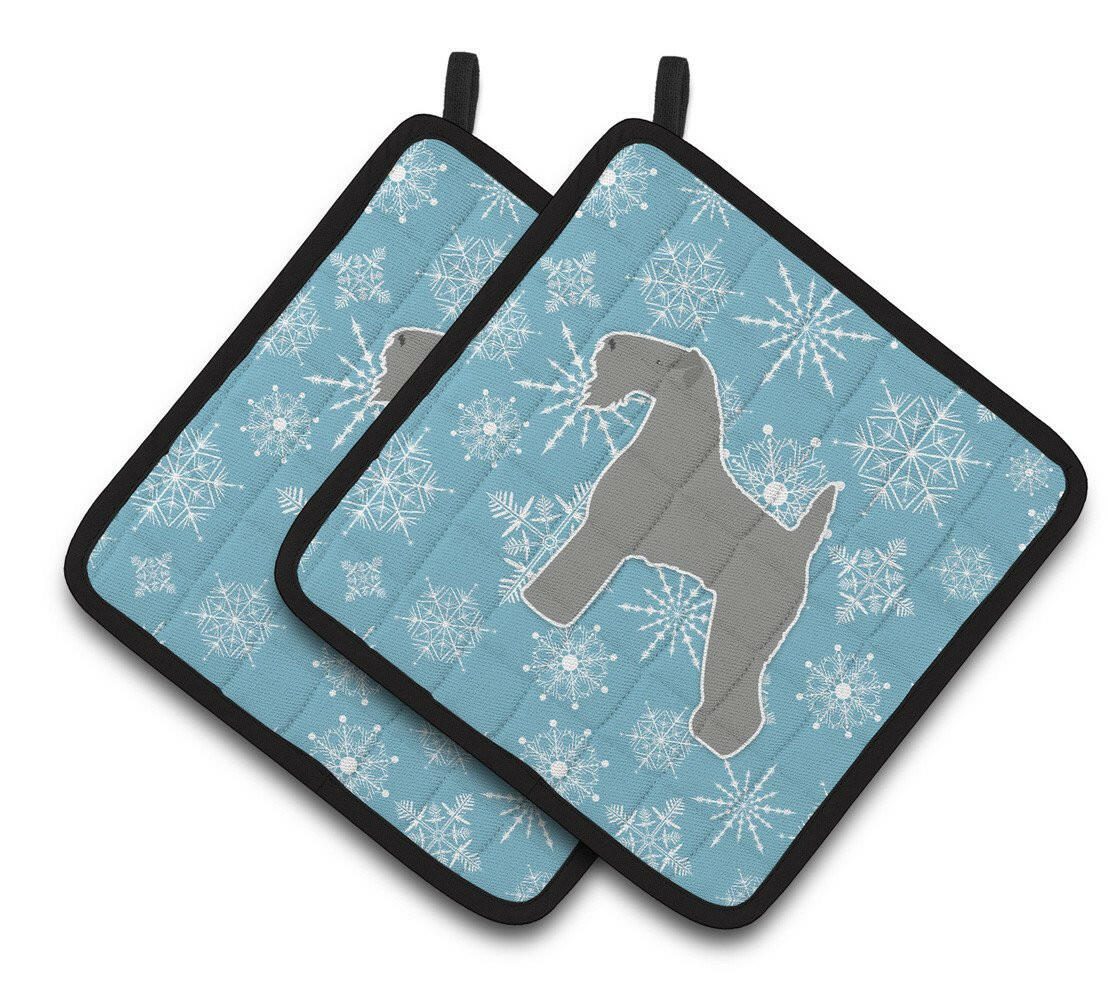 Winter Snowflake Kerry Blue Terrier Pair of Pot Holders BB3492PTHD by Caroline's Treasures