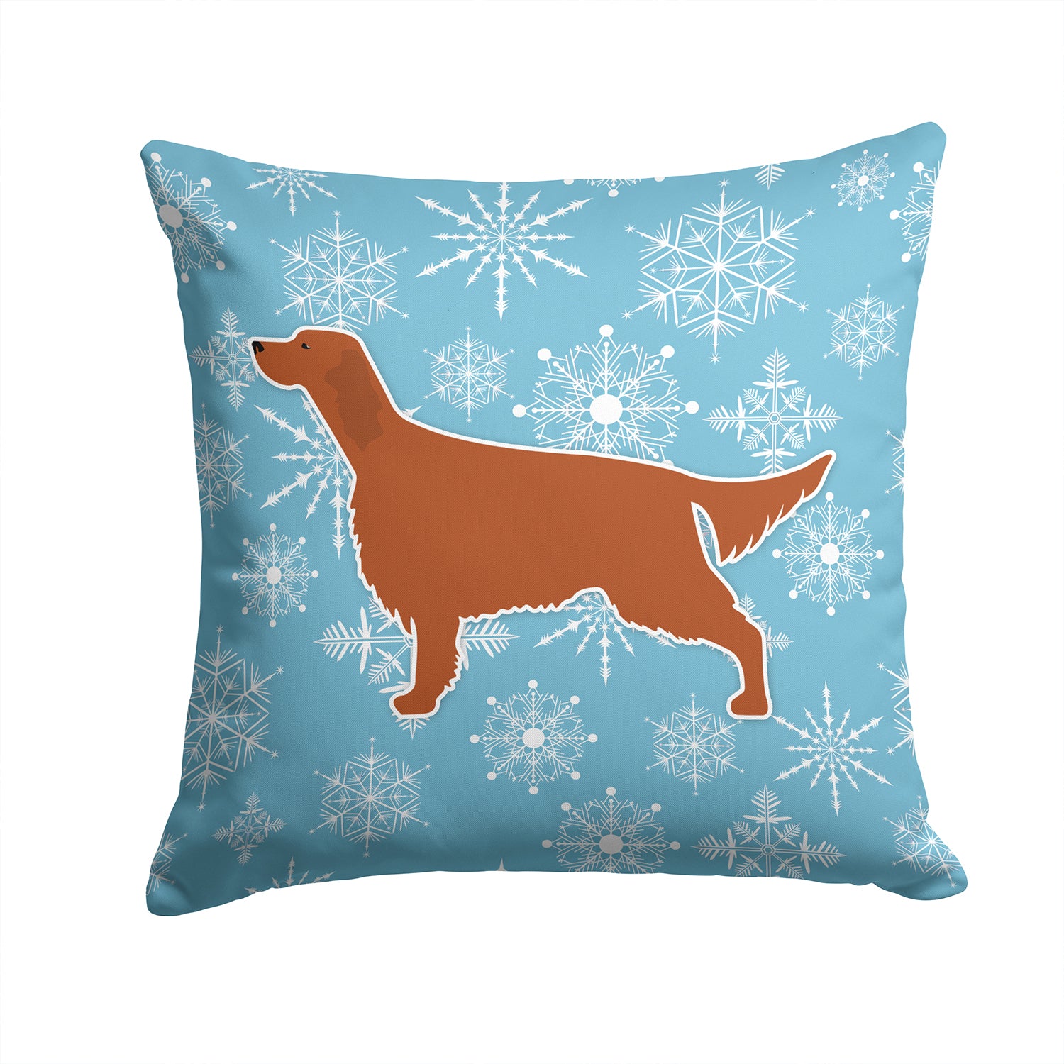 Winter Snowflake Irish Setter Fabric Decorative Pillow BB3493PW1414 - the-store.com