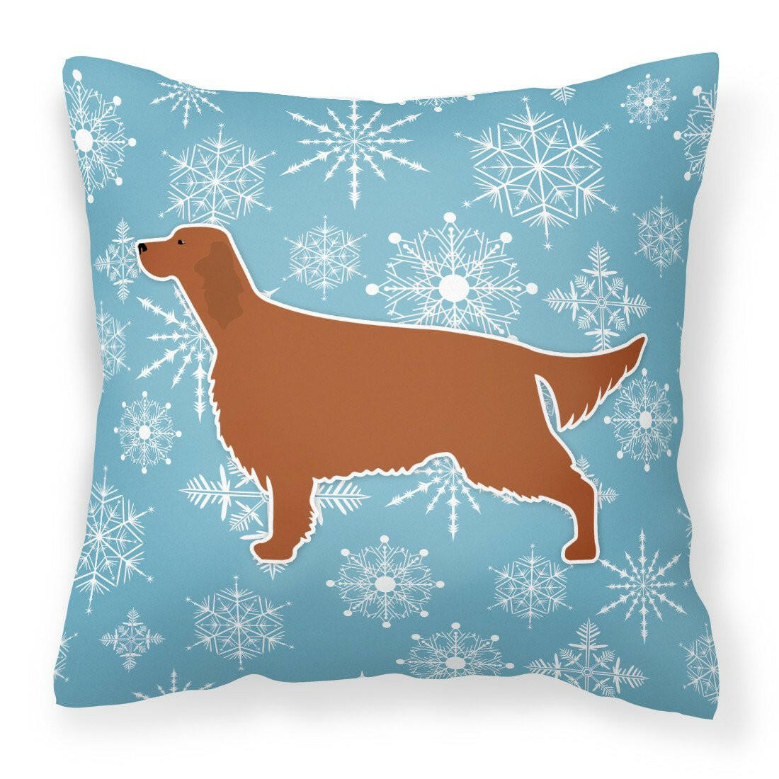 Winter Snowflake Irish Setter Fabric Decorative Pillow BB3493PW1818 by Caroline&#39;s Treasures