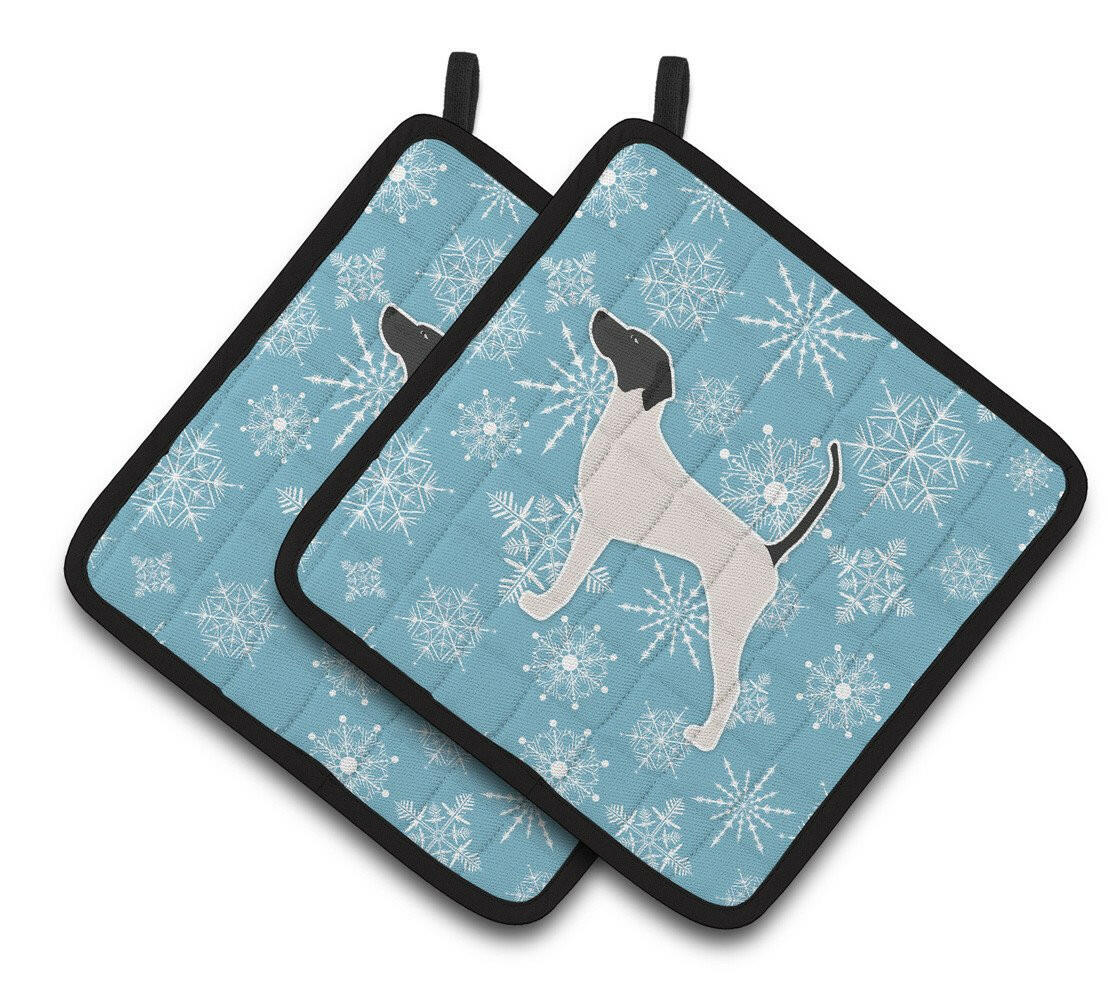 Winter Snowflake English Pointer Pair of Pot Holders BB3495PTHD by Caroline's Treasures