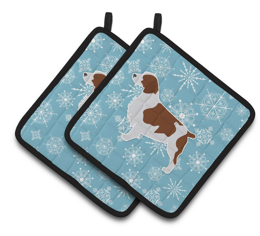 Winter Snowflake Welsh Springer Spaniel Pair of Pot Holders BB3500PTHD by Caroline's Treasures