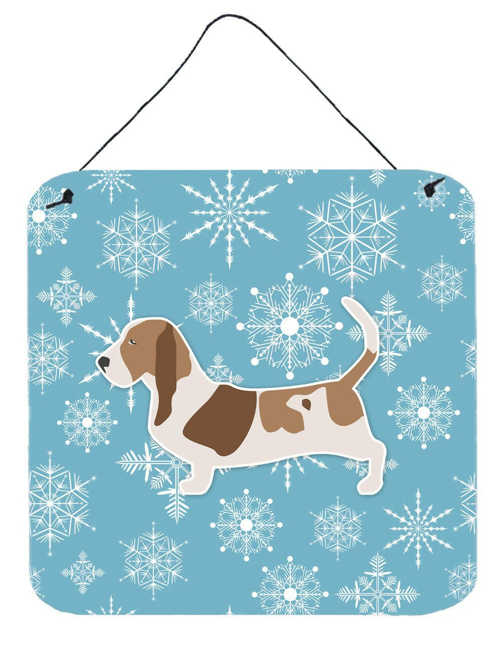 Winter Snowflake Basset Hound Wall or Door Hanging Prints BB3502DS66 by Caroline's Treasures