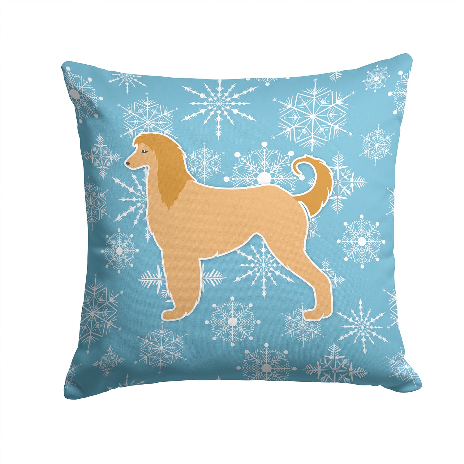 Winter Snowflake Afghan Hound Fabric Decorative Pillow BB3506PW1414 - the-store.com