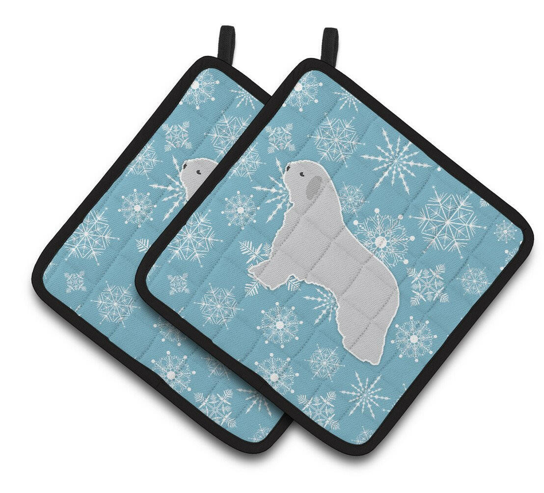 Winter Snowflake Spanish Water Dog Pair of Pot Holders BB3515PTHD by Caroline's Treasures