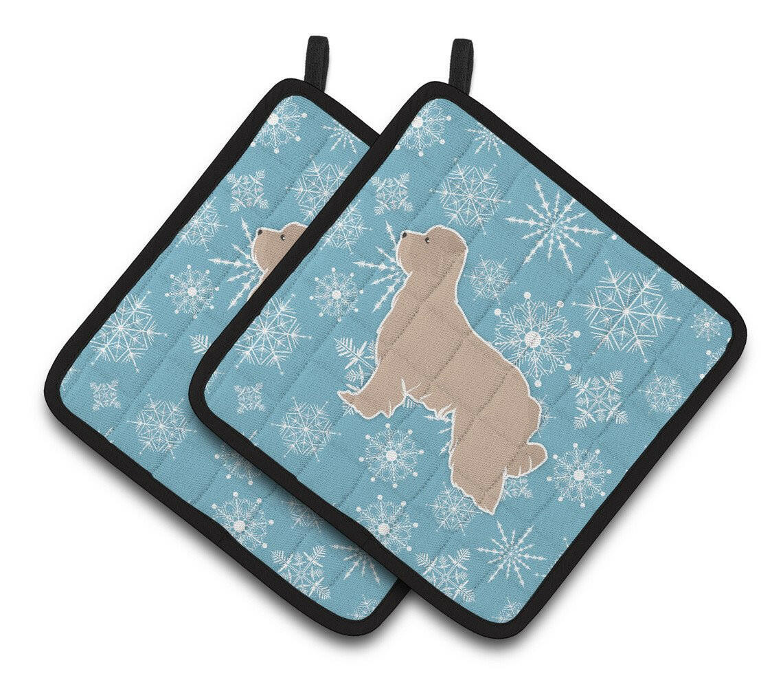 Winter Snowflake Pyrenean Shepherd Pair of Pot Holders BB3518PTHD by Caroline's Treasures