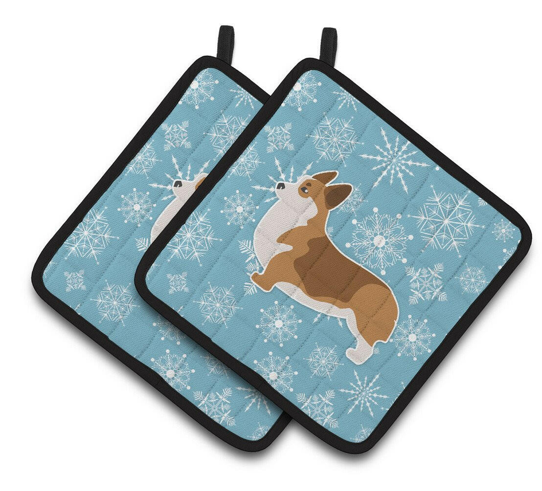 Winter Snowflake Corgi Pair of Pot Holders BB3520PTHD by Caroline&#39;s Treasures