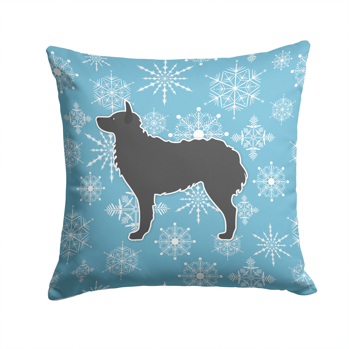 Winter Snowflake Croatian Sheepdog Fabric Decorative Pillow BB3521PW1414 - the-store.com