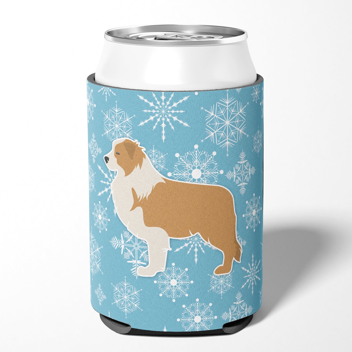 Winter Snowflake Red Border Collie Can or Bottle Hugger BB3522CC  the-store.com.