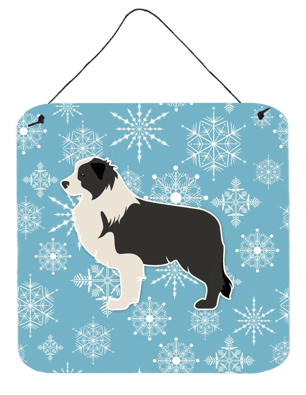 Winter Snowflake Black Border Collie Wall or Door Hanging Prints BB3523DS66 by Caroline's Treasures