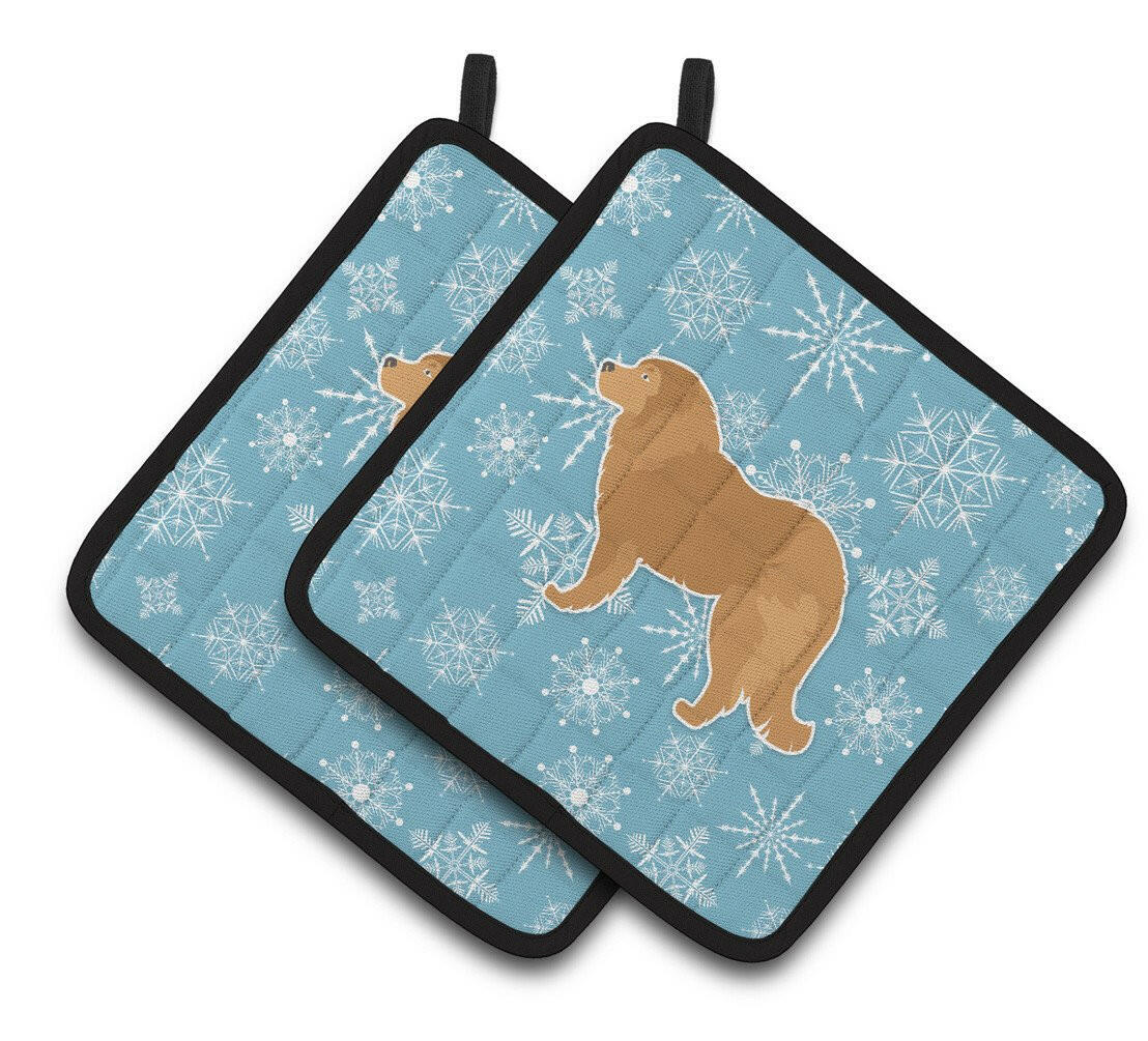 Winter Snowflake Caucasian Shepherd Dog Pair of Pot Holders BB3525PTHD by Caroline's Treasures