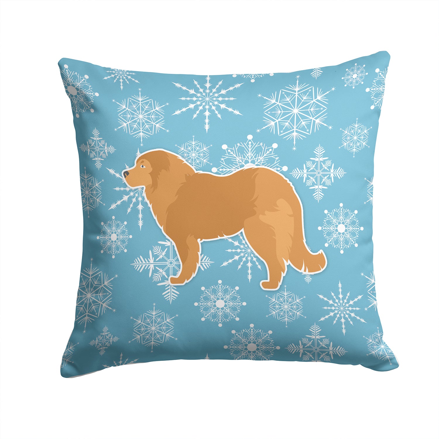 Winter Snowflake Caucasian Shepherd Dog Fabric Decorative Pillow BB3525PW1414 - the-store.com