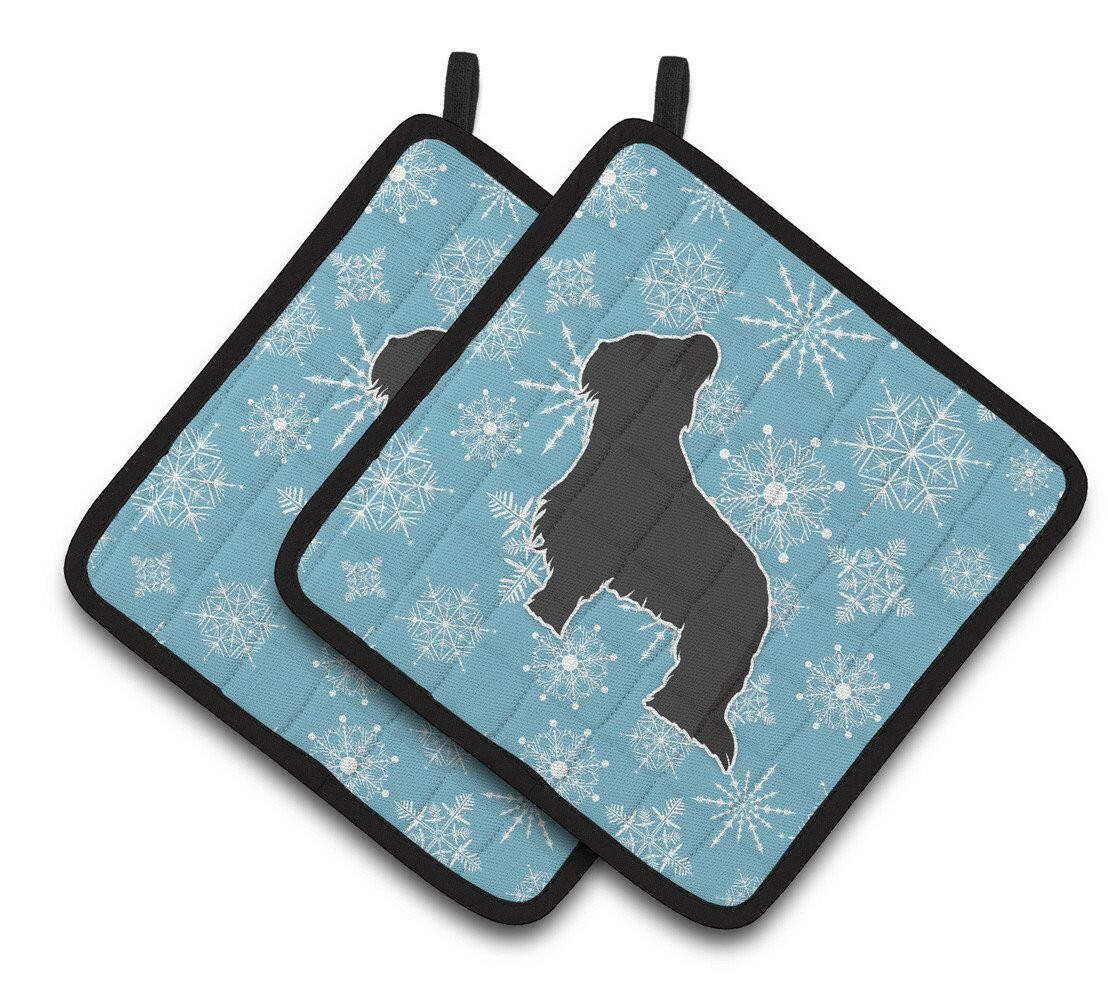 Winter Snowflake Briard Pair of Pot Holders BB3526PTHD by Caroline's Treasures