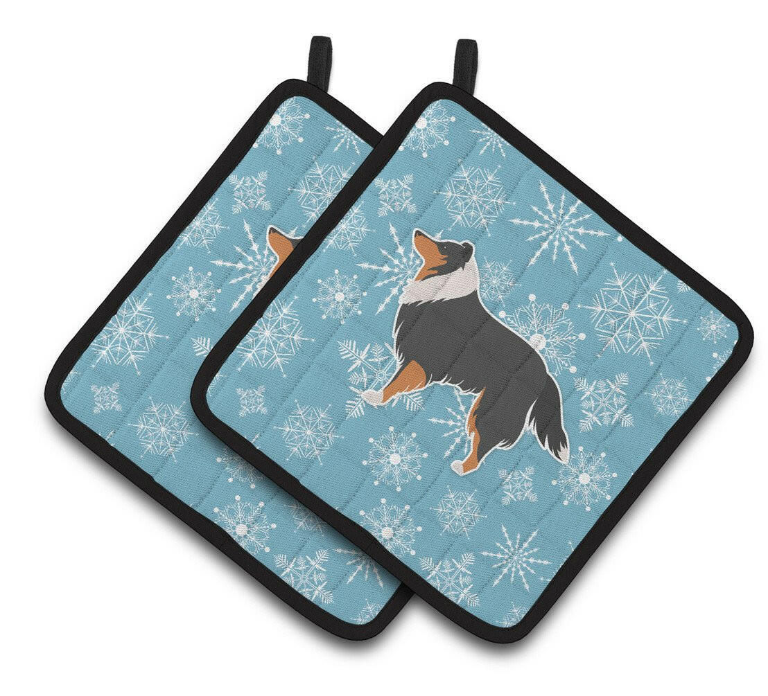 Winter Snowflake Sheltie/Shetland Sheepdog Pair of Pot Holders BB3530PTHD by Caroline's Treasures