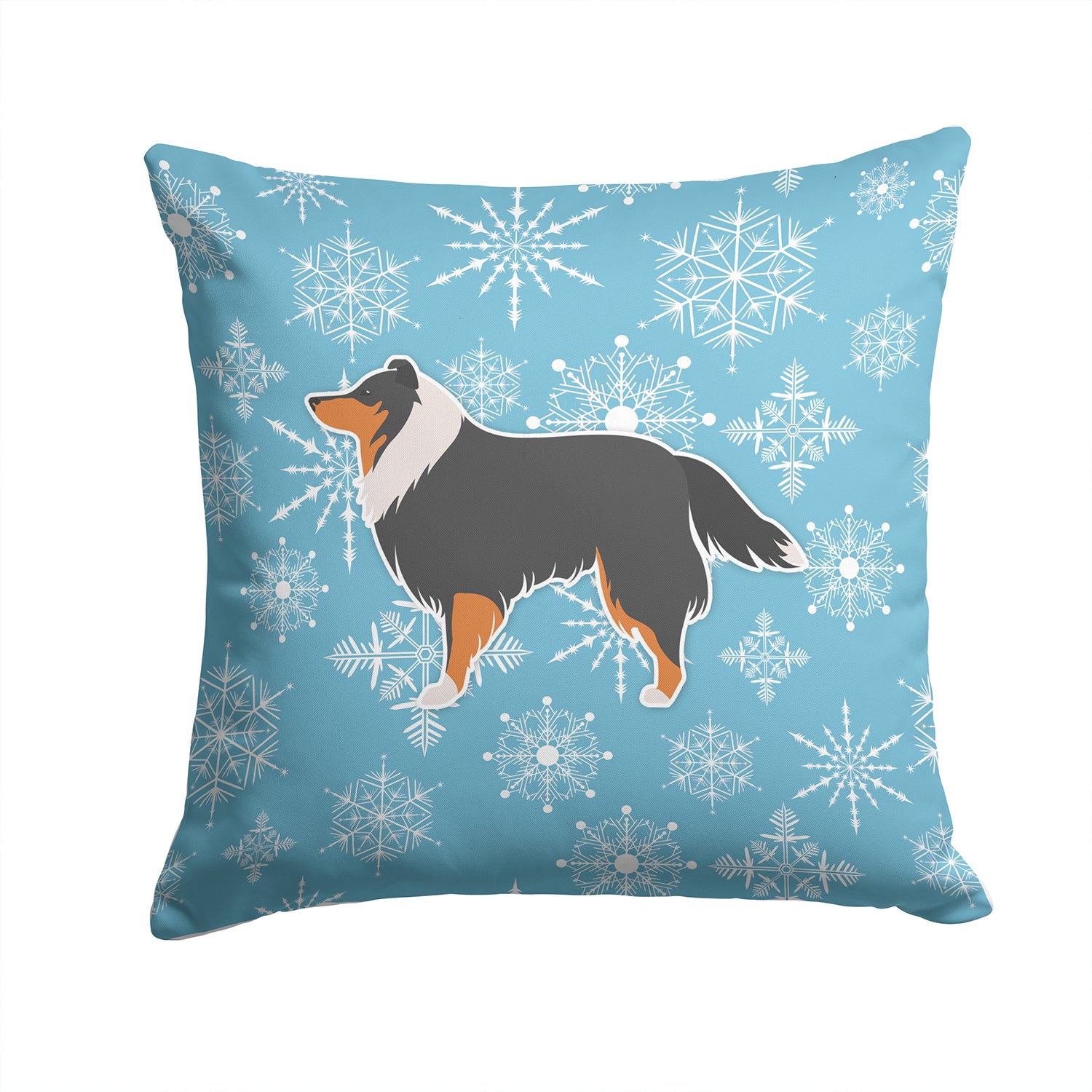 Winter Snowflake Sheltie/Shetland Sheepdog Fabric Decorative Pillow BB3530PW1414 - the-store.com