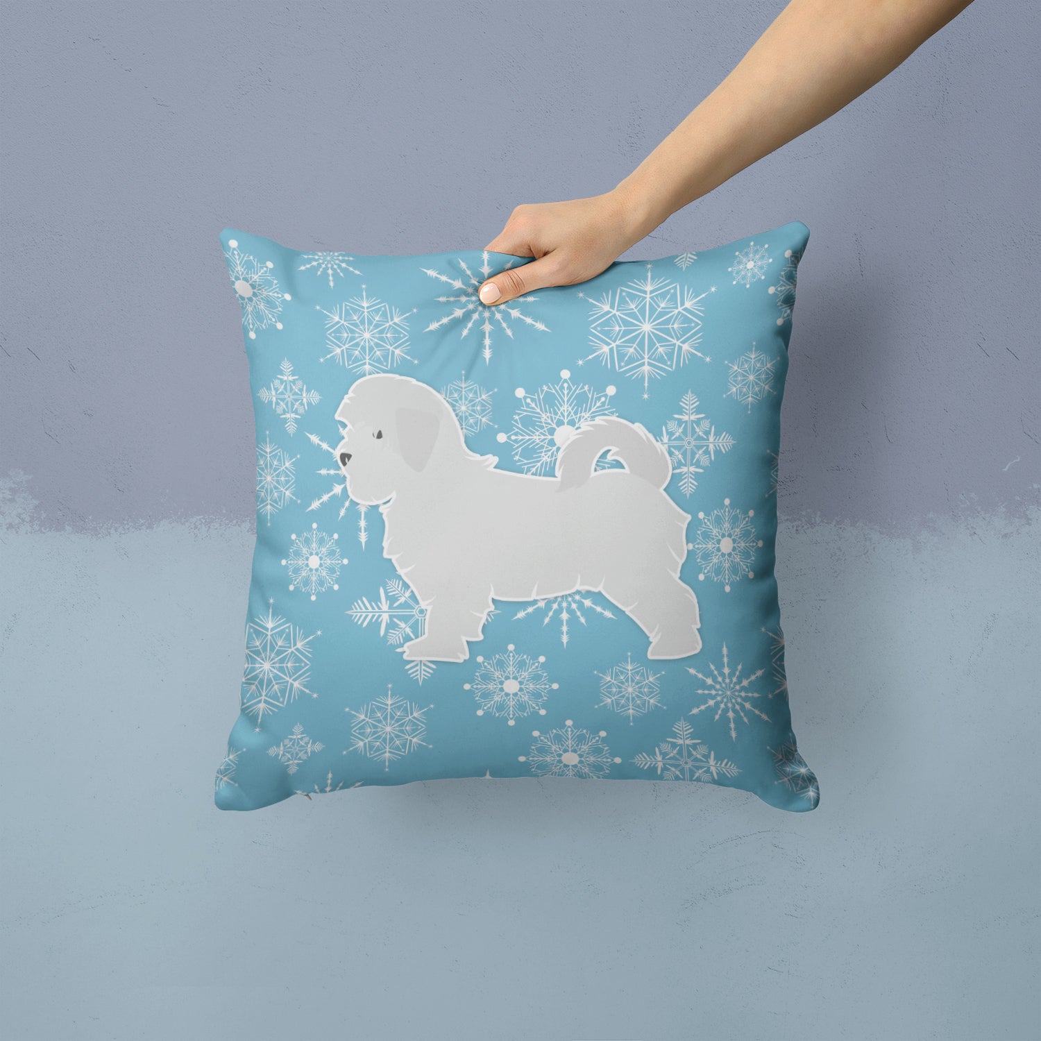 Winter Snowflake Maltese Fabric Decorative Pillow BB3536PW1414 - the-store.com