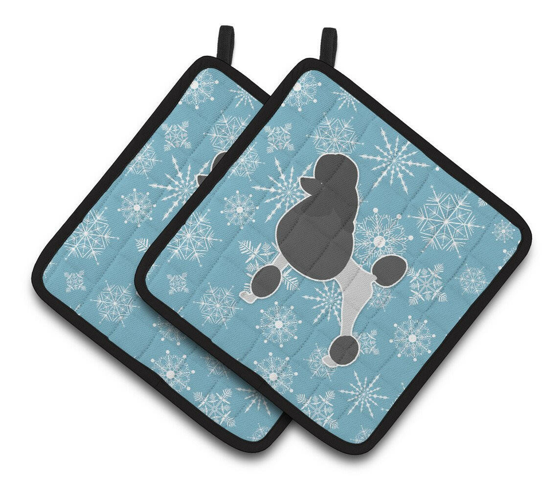 Winter Snowflake Poodle Pair of Pot Holders BB3539PTHD by Caroline&#39;s Treasures