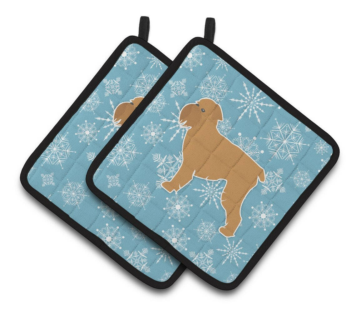 Winter Snowflake Brussels Griffon Pair of Pot Holders BB3540PTHD by Caroline&#39;s Treasures