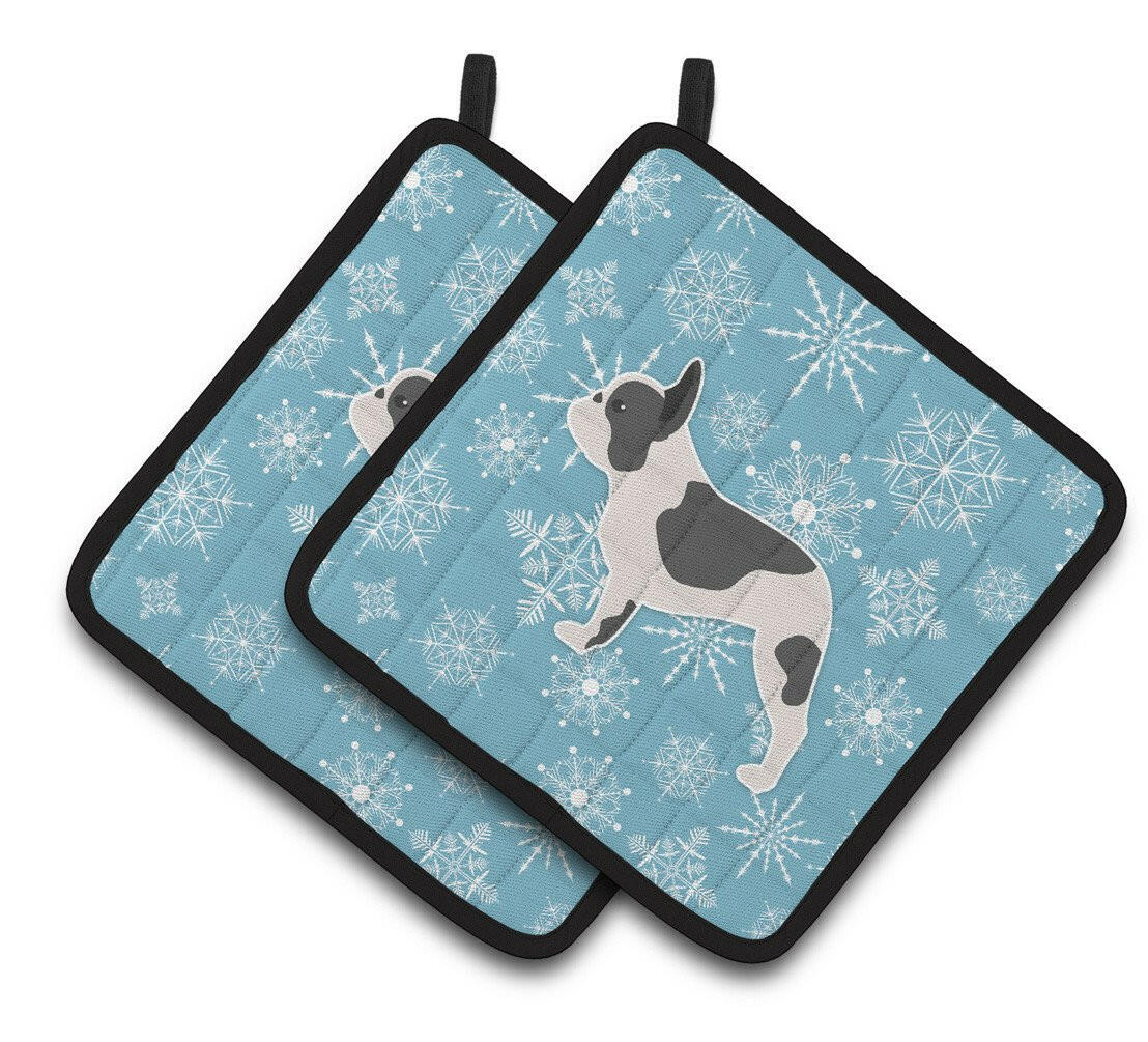 Winter Snowflake French Bulldog Pair of Pot Holders BB3541PTHD by Caroline's Treasures