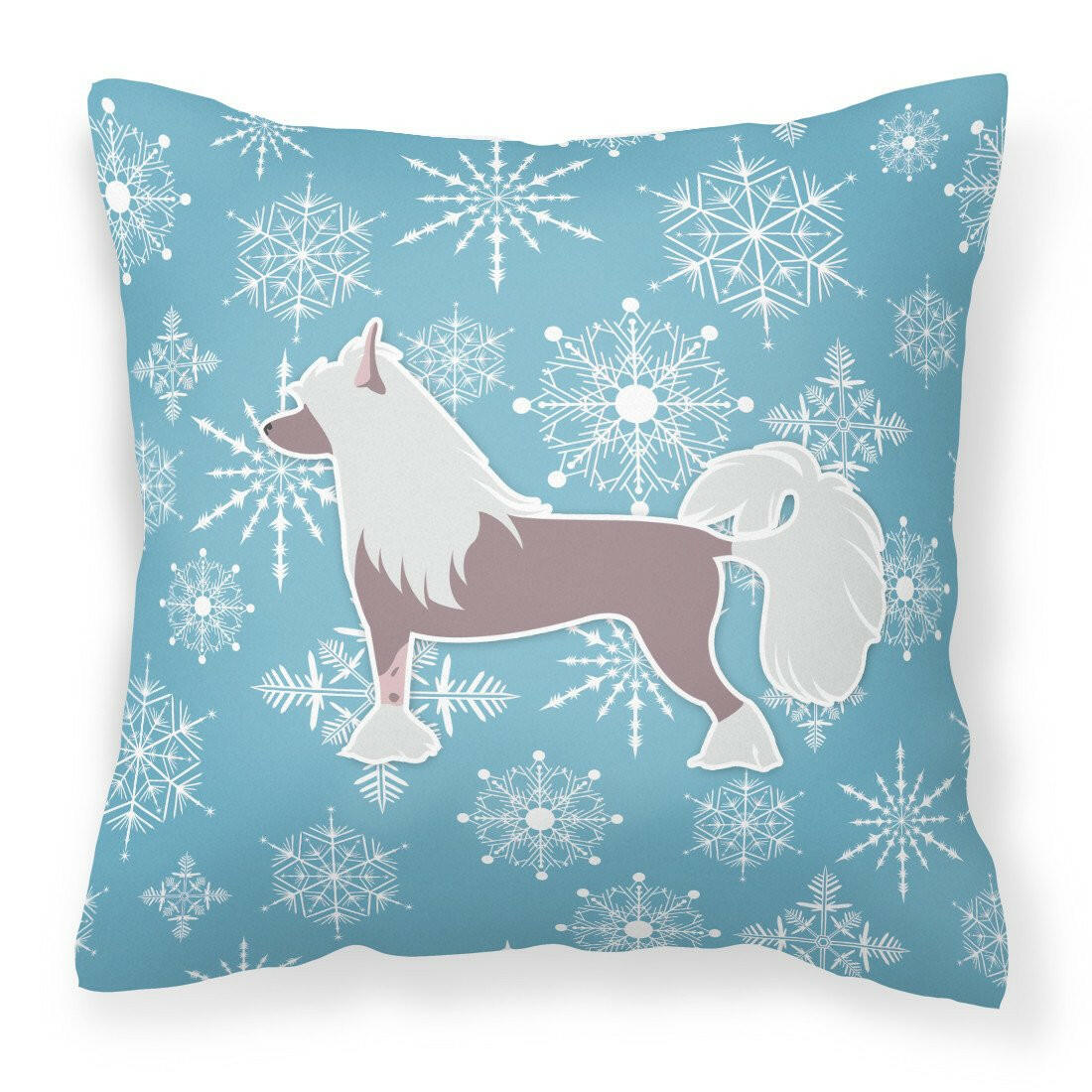 Winter Snowflake Chinese Crested Fabric Decorative Pillow BB3543PW1818 by Caroline&#39;s Treasures