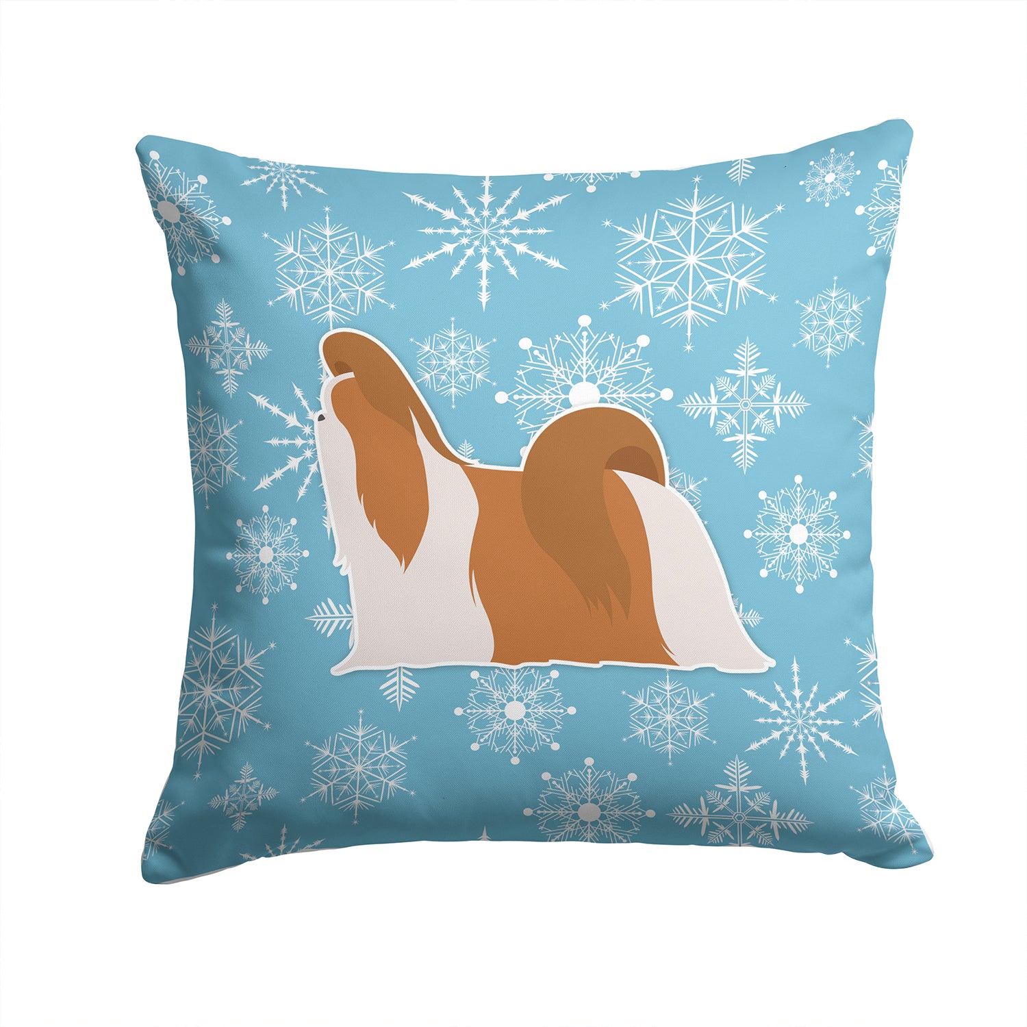 Winter Snowflake Shih Tzu Fabric Decorative Pillow BB3546PW1414 - the-store.com