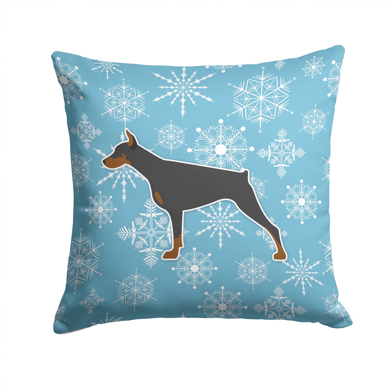 Winter Snowflake Doberman Pinscher Fabric Decorative Pillow BB3560PW1414 - the-store.com