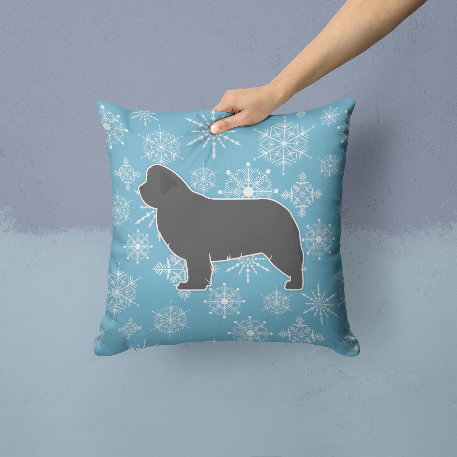 Winter Snowflake Newfoundland Fabric Decorative Pillow BB3564PW1414 - the-store.com