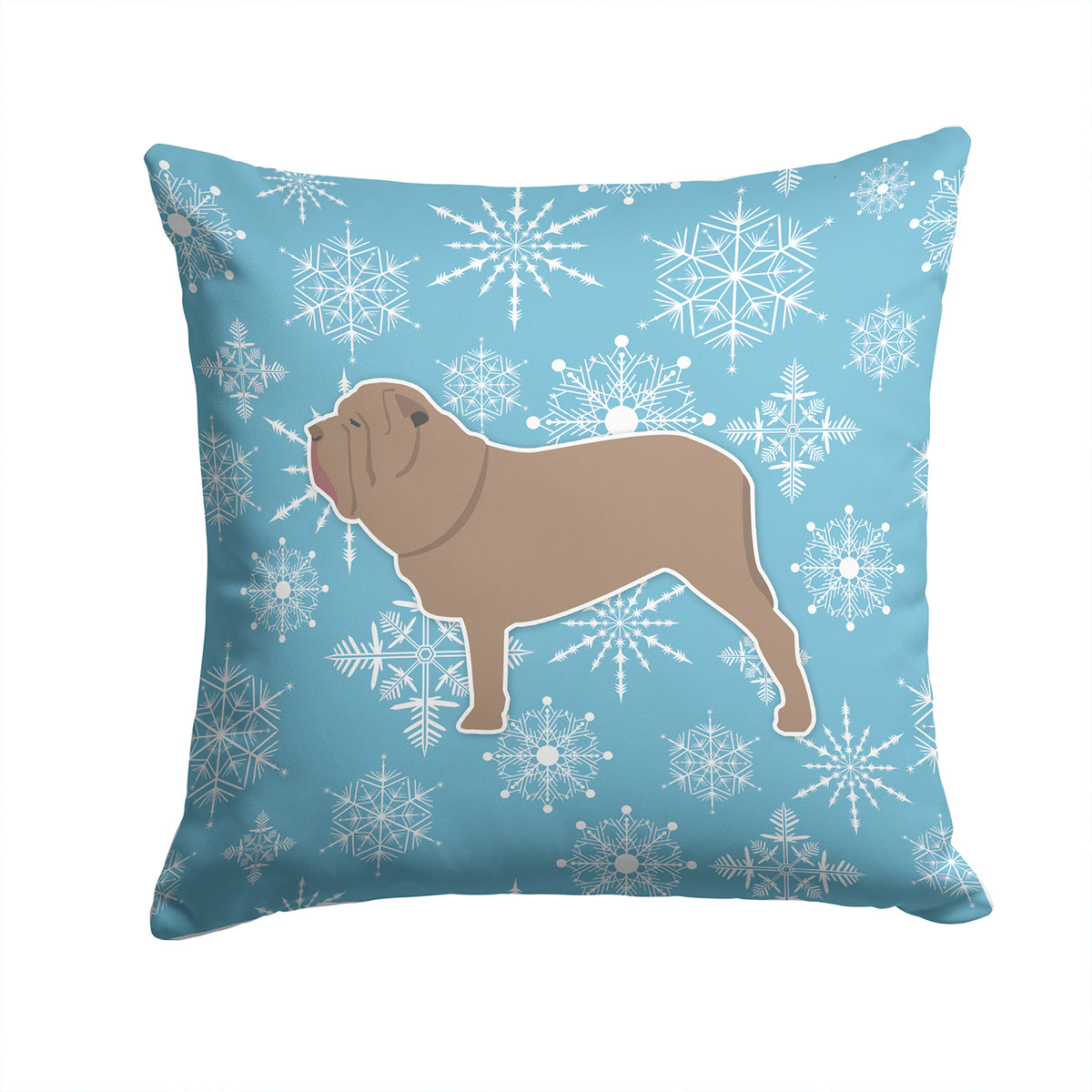 Winter Snowflake Neapolitan Mastiff Fabric Decorative Pillow BB3565PW1414 - the-store.com