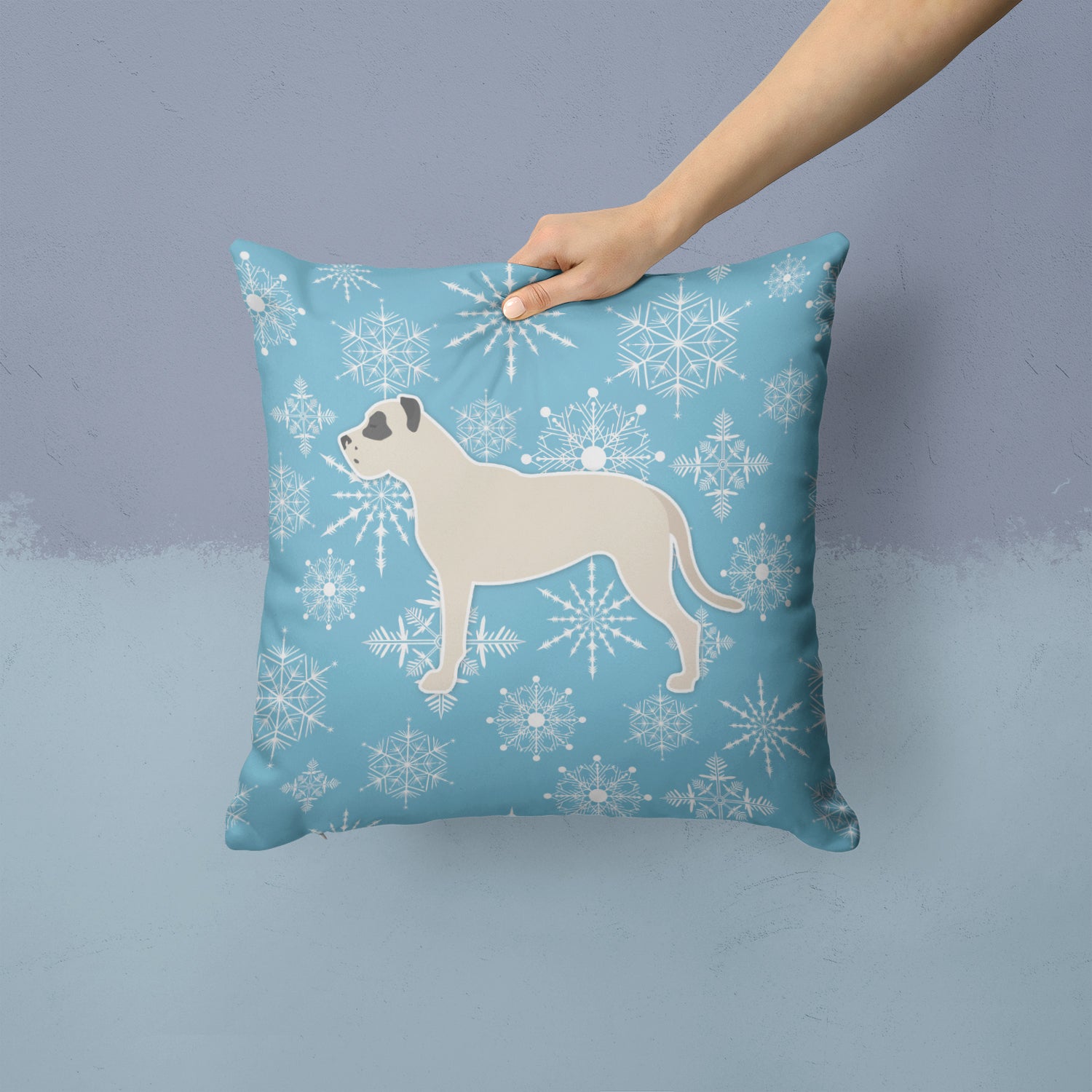 Winter Snowflake Dogo Argentino Fabric Decorative Pillow BB3567PW1414 - the-store.com
