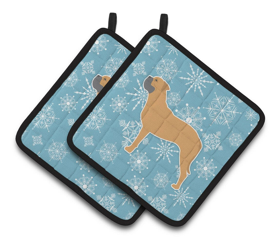 Winter Snowflake Bullmastiff Pair of Pot Holders BB3571PTHD by Caroline's Treasures