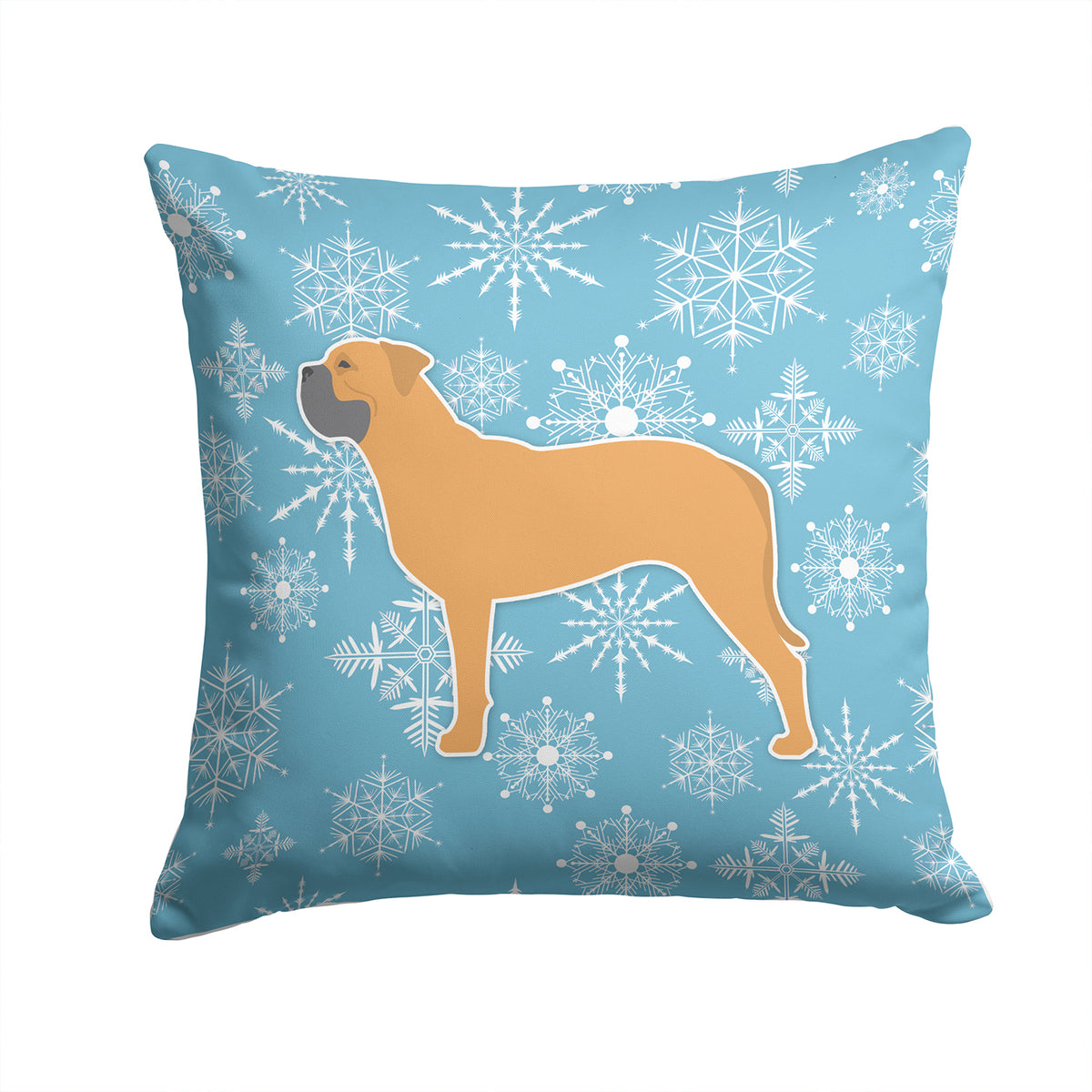 Winter Snowflake Bullmastiff Fabric Decorative Pillow BB3571PW1414 - the-store.com