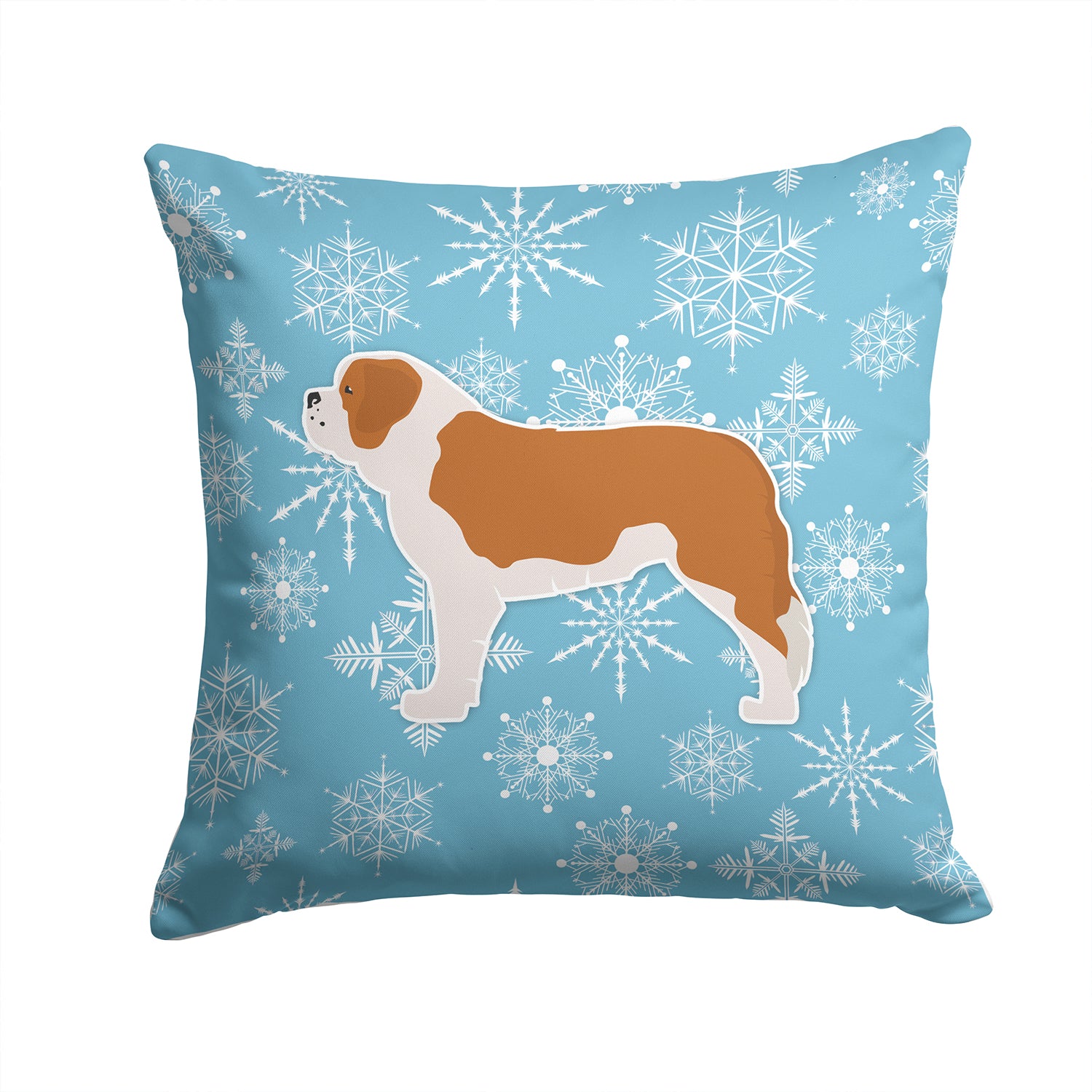 Winter Snowflake Saint Bernard Fabric Decorative Pillow BB3576PW1414 - the-store.com