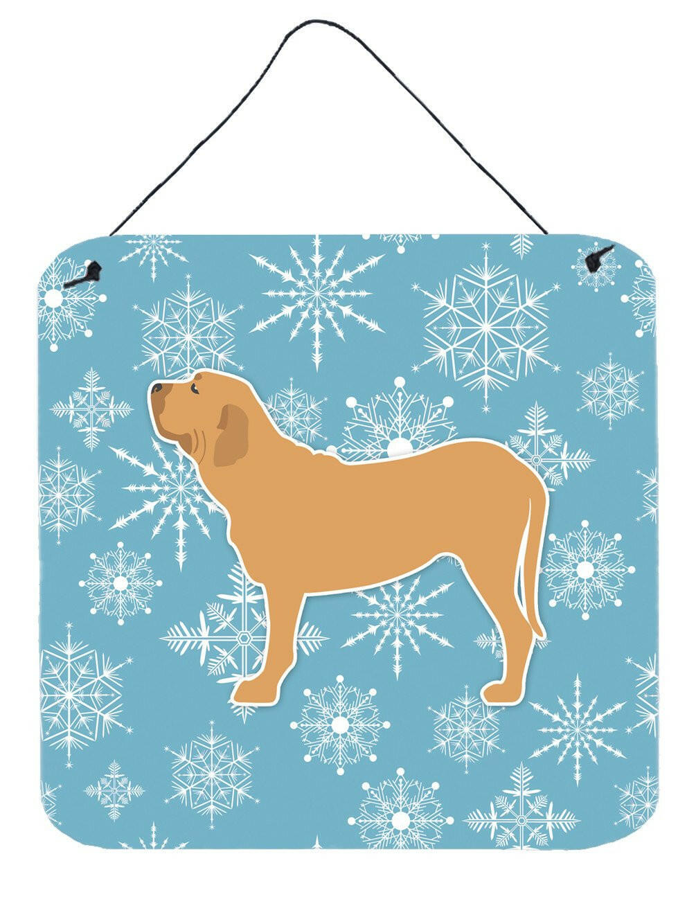 Winter Snowflake Fila Brasileiro Wall or Door Hanging Prints BB3579DS66 by Caroline's Treasures