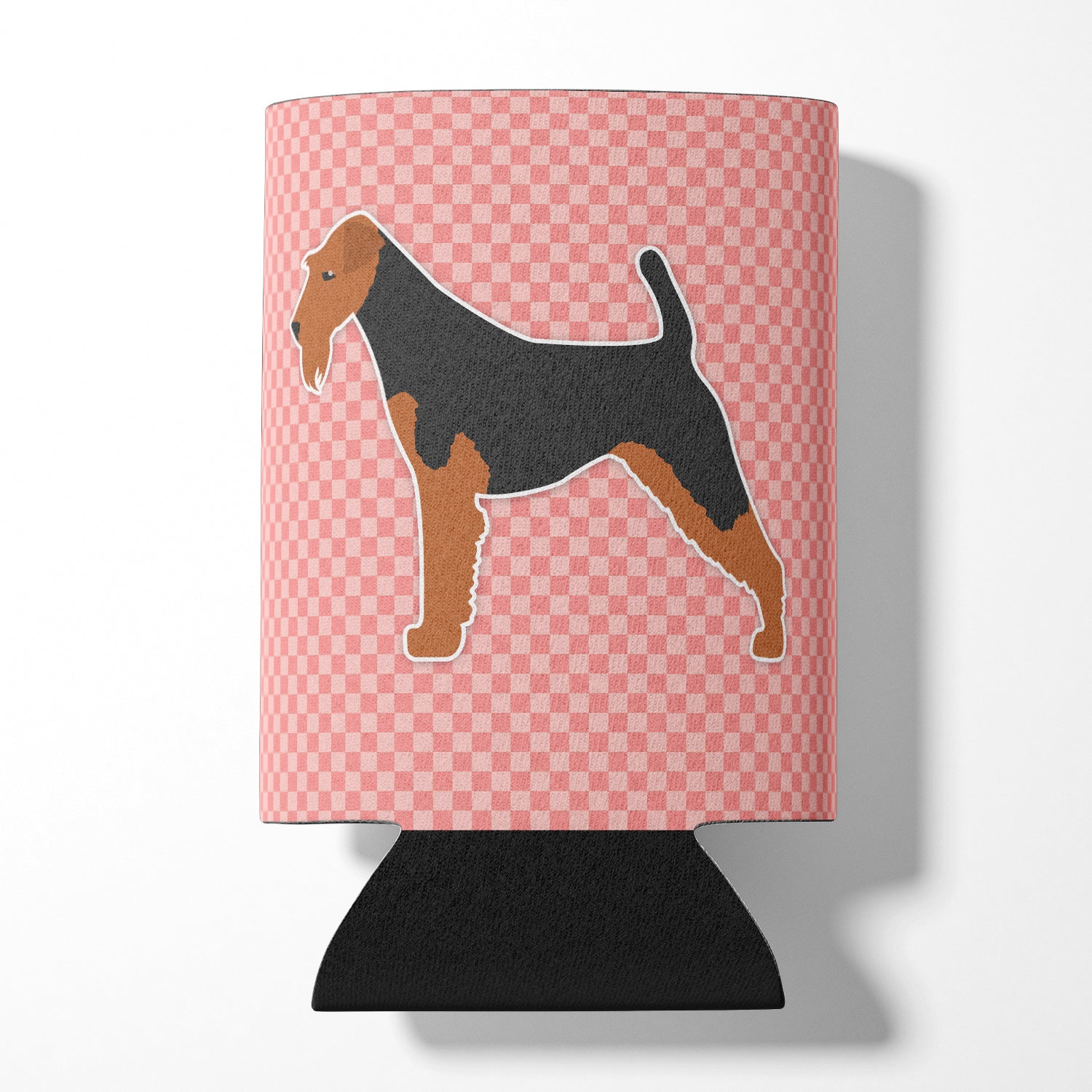 Welsh Terrier Checkerboard Pink Can or Bottle Hugger BB3585CC  the-store.com.