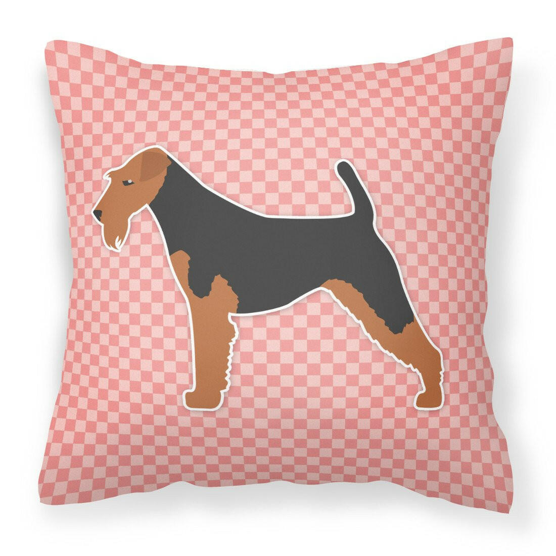 Welsh Terrier Checkerboard Pink Fabric Decorative Pillow BB3585PW1818 by Caroline's Treasures