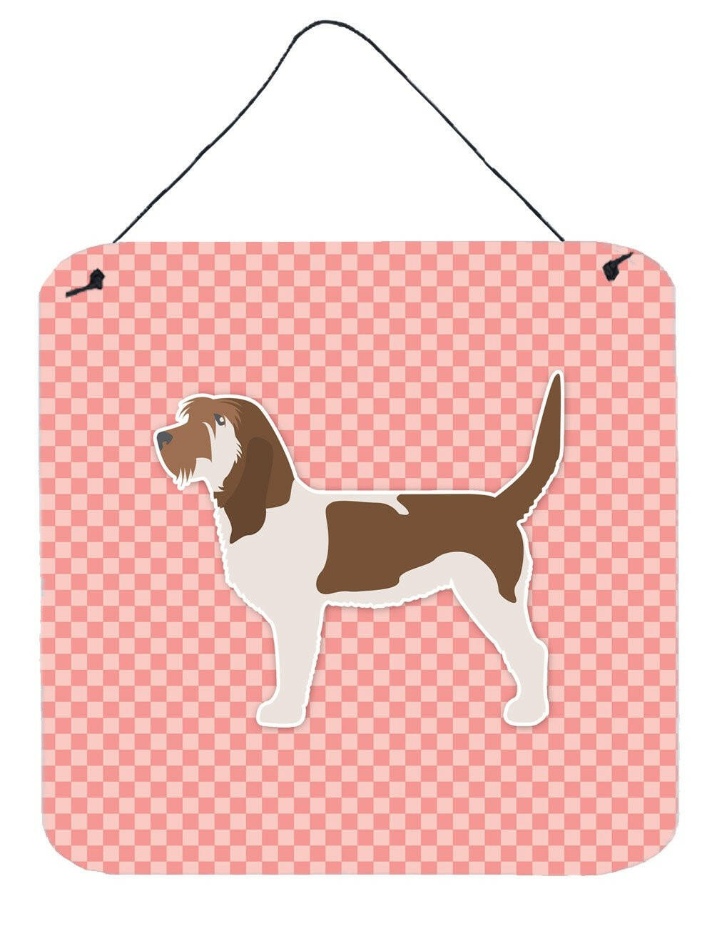 Grand Basset Griffon Vendeen Checkerboard Pink Wall or Door Hanging Prints BB3590DS66 by Caroline's Treasures