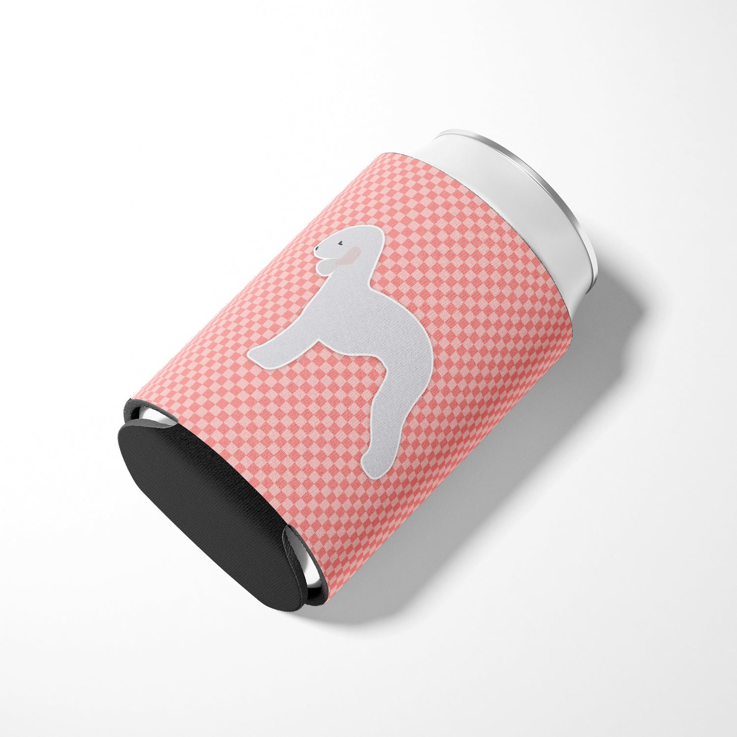 Bedlington Terrier Checkerboard Pink Can or Bottle Hugger BB3594CC  the-store.com.