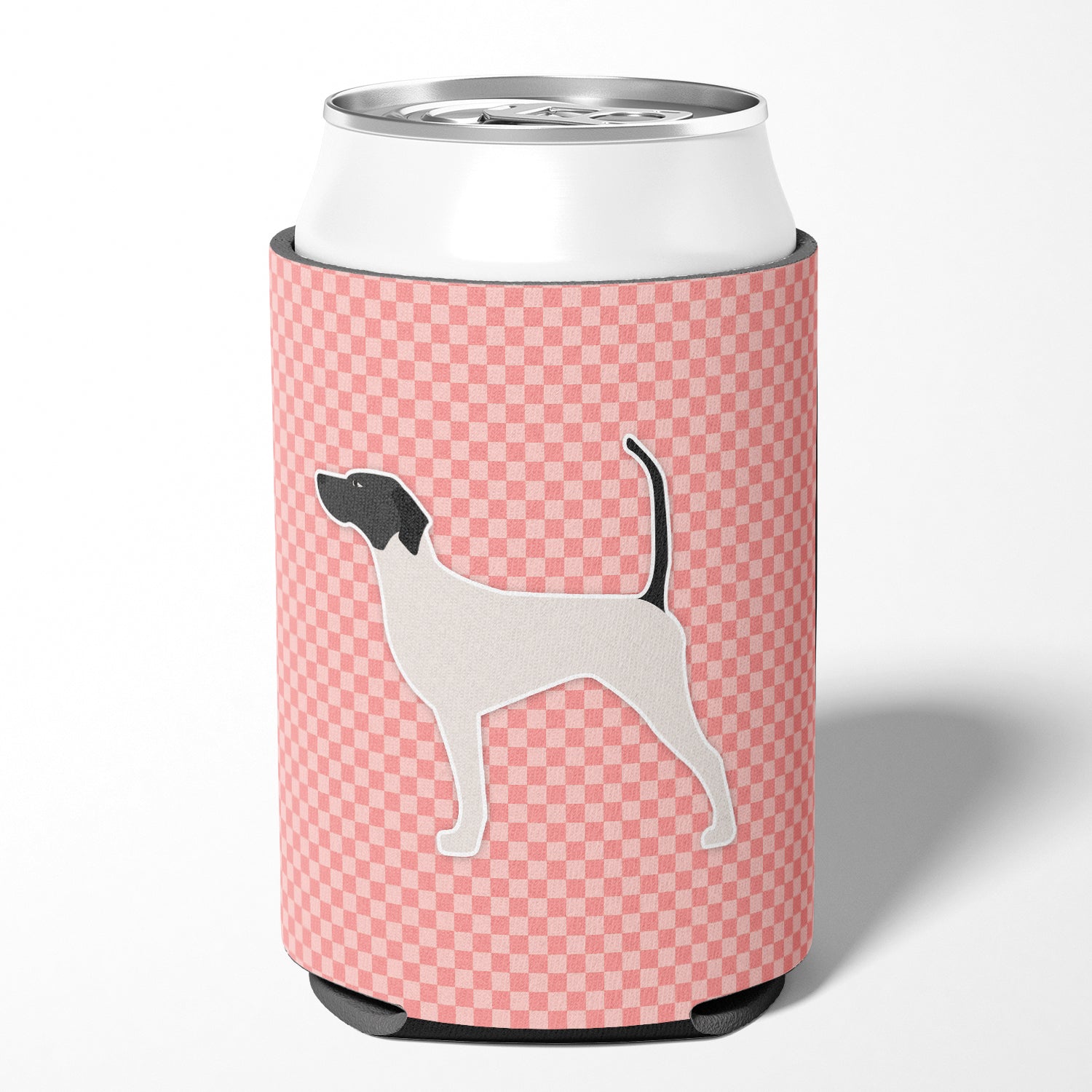 English Pointer Checkerboard Pink Can or Bottle Hugger BB3595CC  the-store.com.