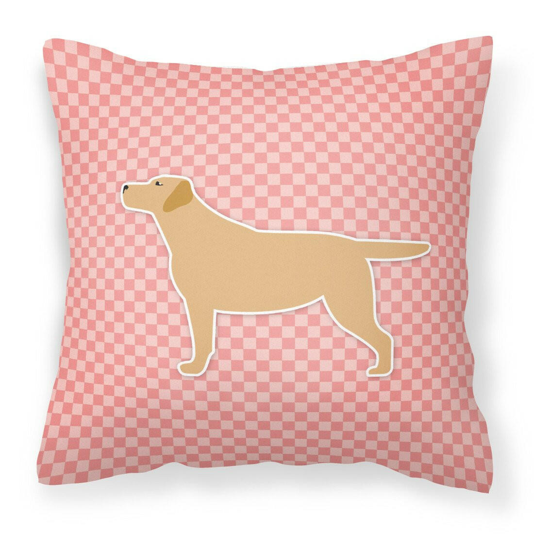 Yellow Labrador Retriever Checkerboard Pink Fabric Decorative Pillow BB3597PW1818 by Caroline's Treasures