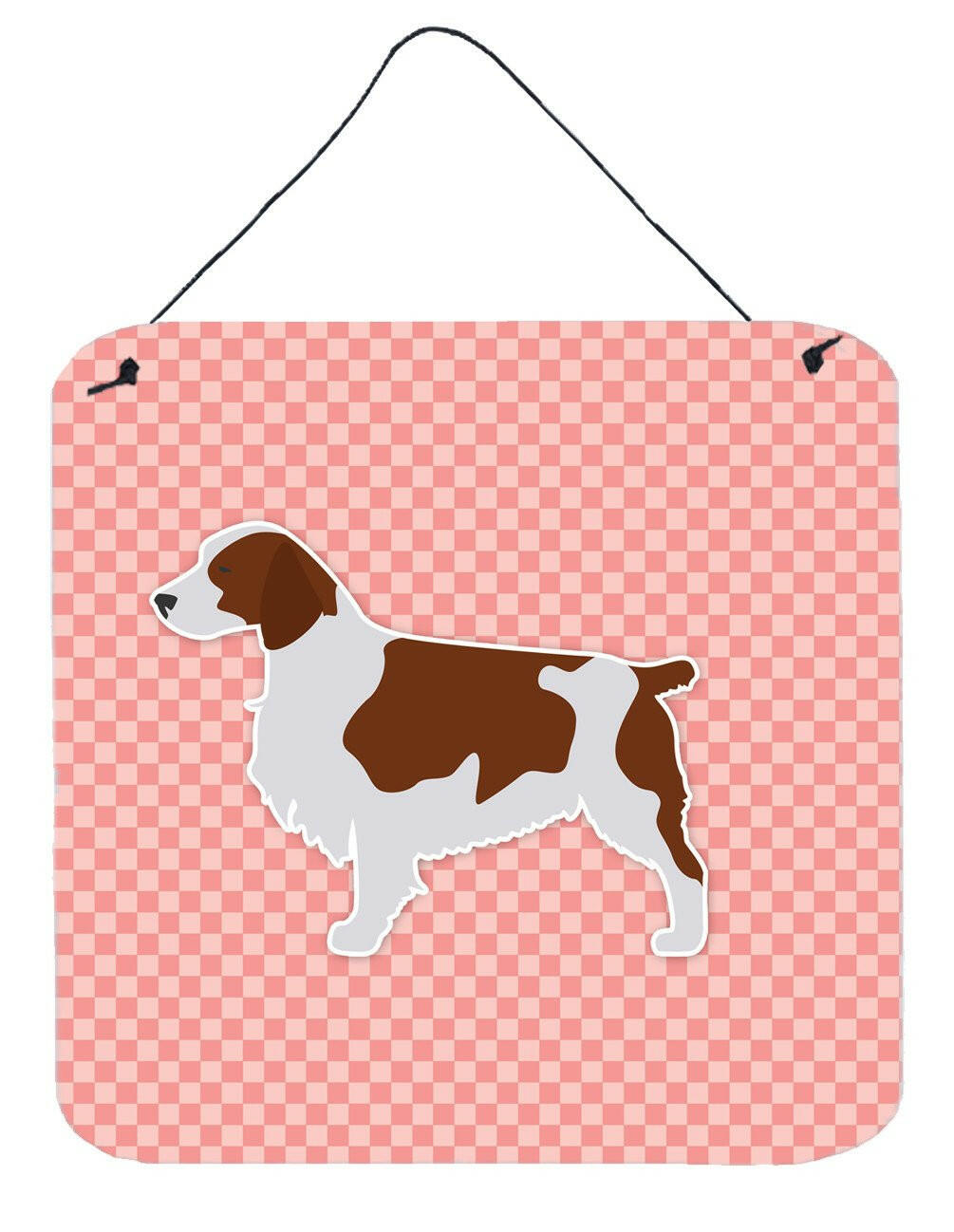 Welsh Springer Spaniel Checkerboard Pink Wall or Door Hanging Prints BB3600DS66 by Caroline's Treasures