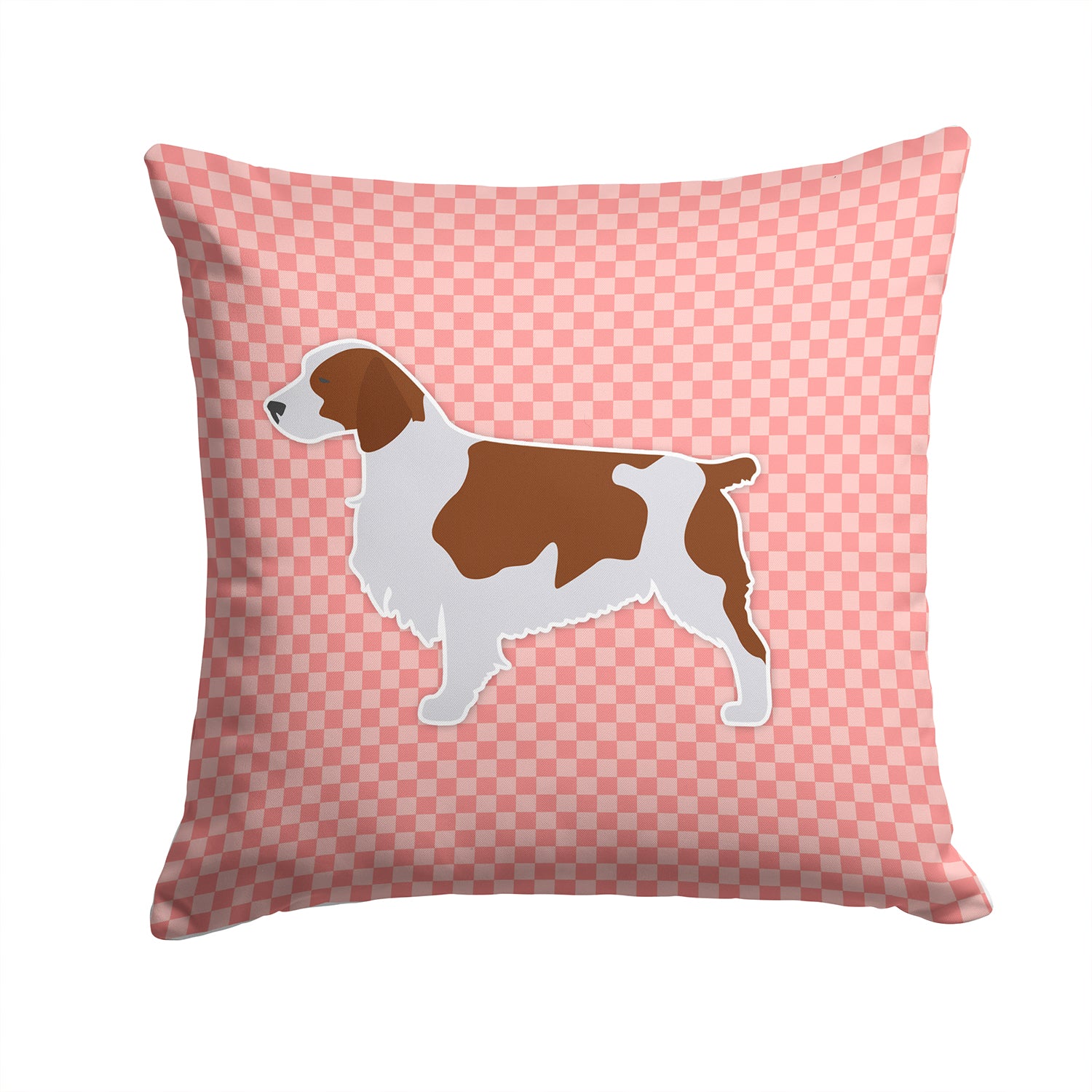 Welsh Springer Spaniel Checkerboard Pink Fabric Decorative Pillow BB3600PW1414 - the-store.com