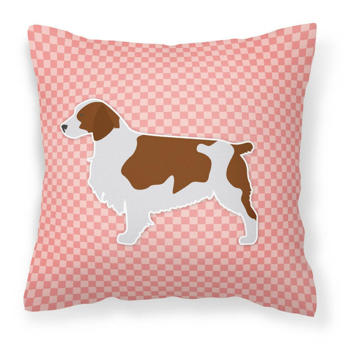 Welsh Springer Spaniel Checkerboard Pink Fabric Decorative Pillow BB3600PW1818 by Caroline's Treasures