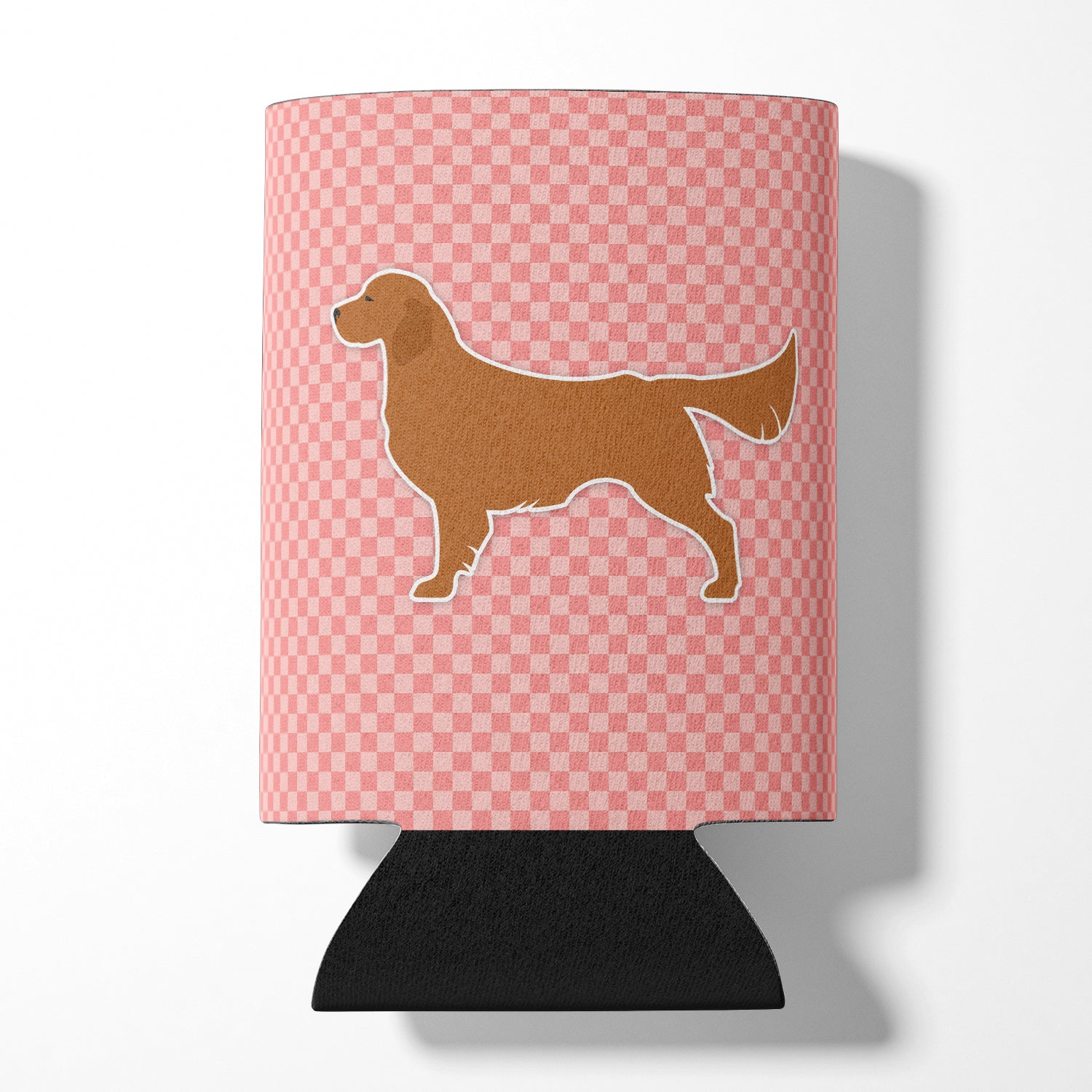 Golden Retriever Checkerboard Pink Can or Bottle Hugger BB3604CC  the-store.com.