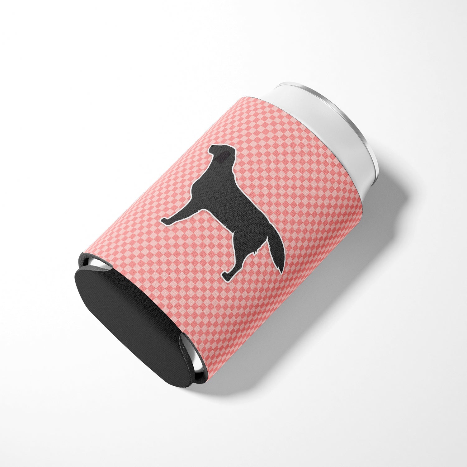 Black Labrador Retriever Checkerboard Pink Can or Bottle Hugger BB3608CC  the-store.com.